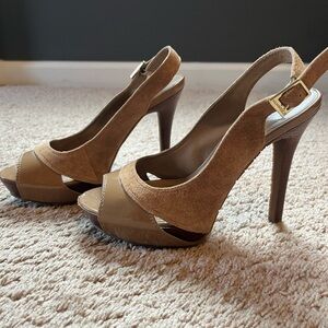 BCBGeneration Elegant Tan Slingback Heels